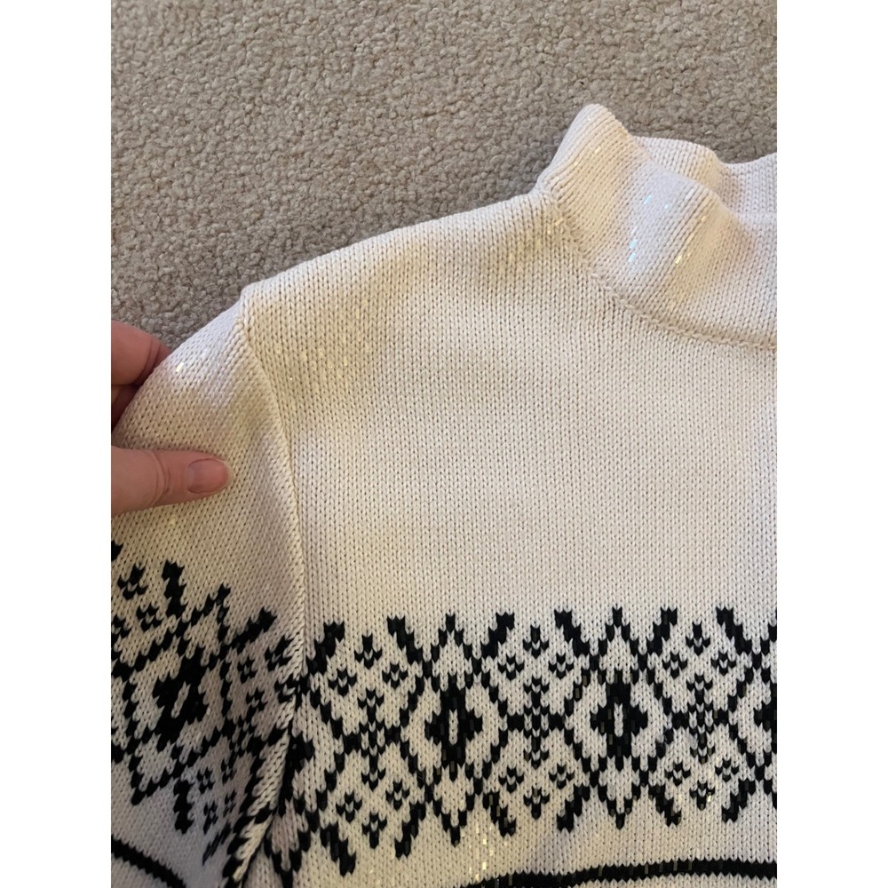 St John Collection Women's Knit Sweater Black White Sequined Skirt Set- Size M - Picture 5 of 9